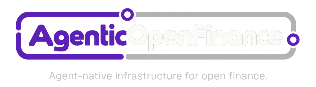 AgenticOpenFinance logo on a dark background